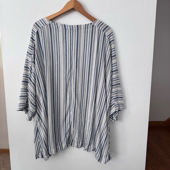 American Eagle blue striped open poly blend cardigan Size Small - Picture 4 of 6